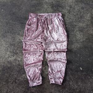 Mosaic Co Velvet Pants Womens L Pink Rose Shimmer Loose Comfort Lightweight